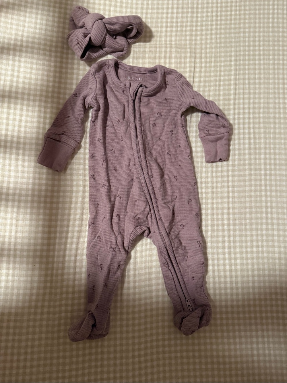 Colored Organics Dusty Mauve Footed One-Piece with Matching Headband